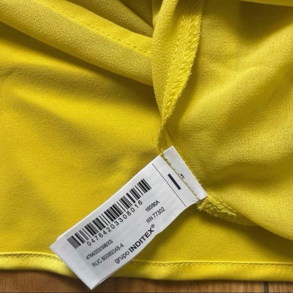 ZARA Lemon Satin Slip Dress with Lace Trim - Picture 6 of 9